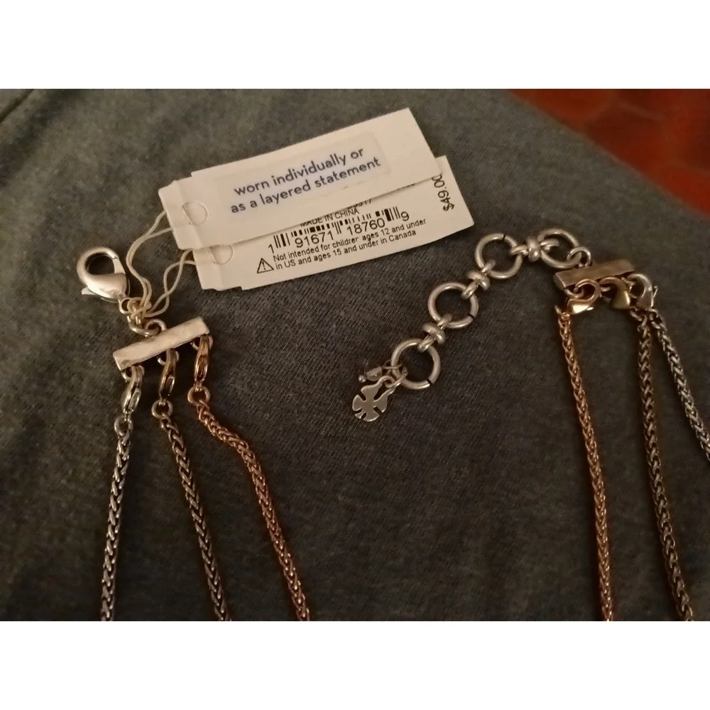 Lucky Brand Signed Three Strand Layer Necklace NWT Each Has It's Own Clasp